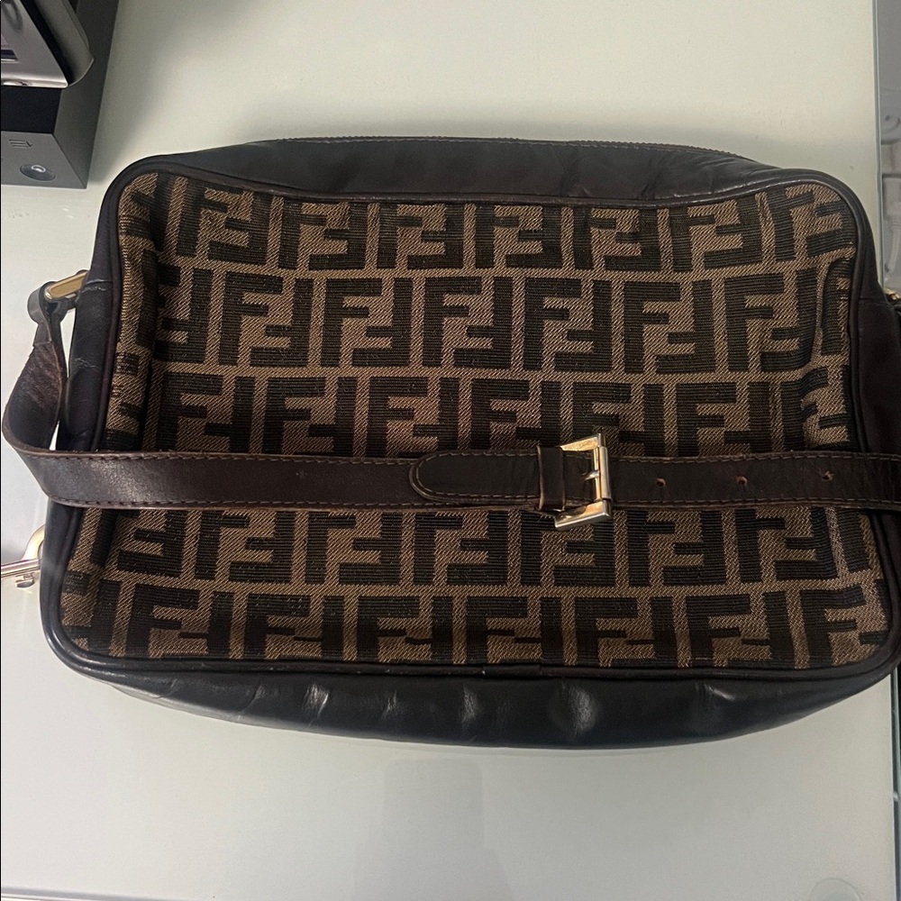 Vintage Fendi Brown FF Monogram Shoulder Bag - Picture 7 of 14